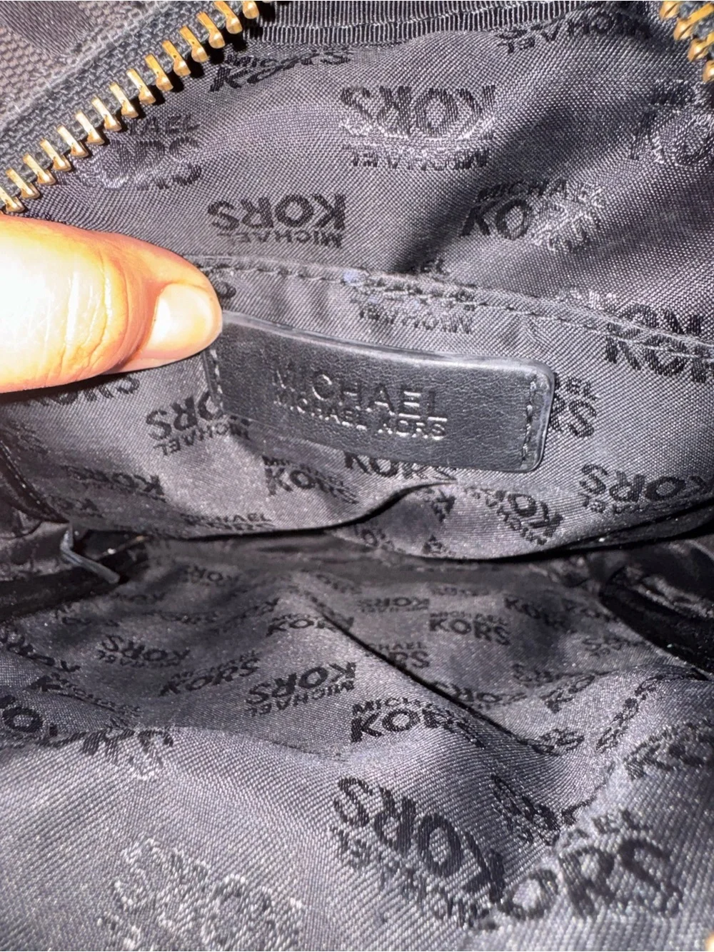 Michael Kors Black Logo Crossbody Messenger Bag with Gold Hardware